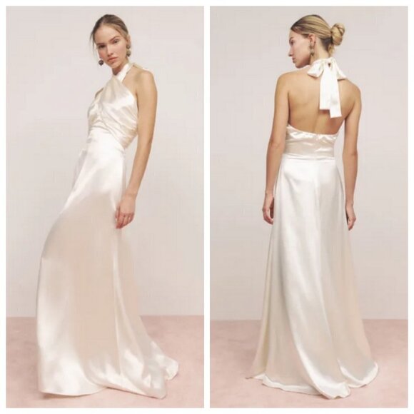 💕REFORMATION💕 Veria Silk Dress ~ Ivory 8 NWT - Picture 3 of 16